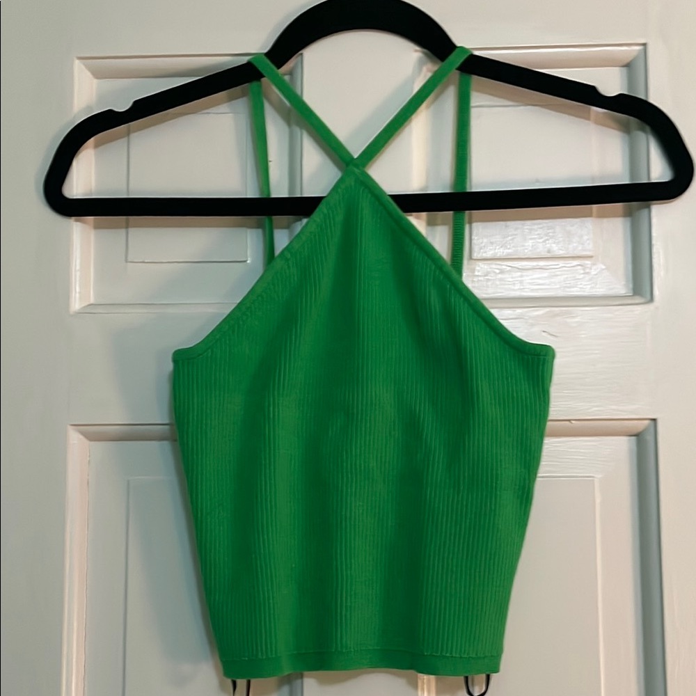 H&M Green Sleeveless Crop Tank Top